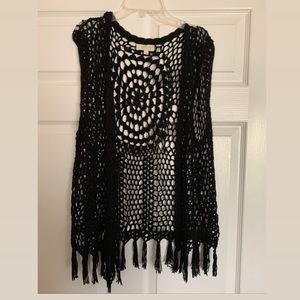 Black crochet vest